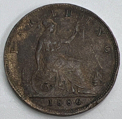 1886 Victoria Farthing | British Copper Coin | Very High Grade | a1332