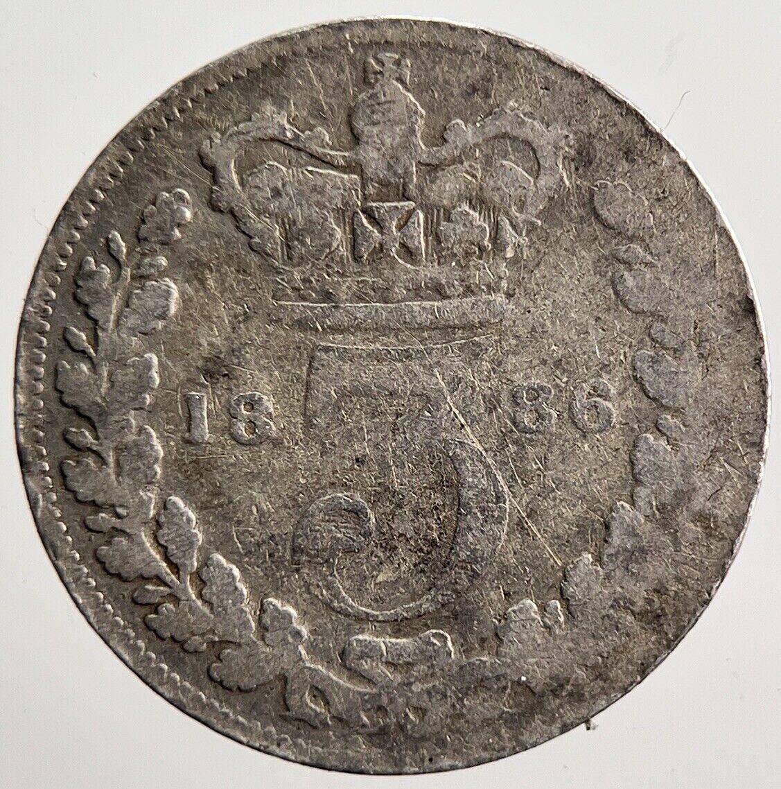 1886 Victoria Threepence Silver Coin | Fair Grade | a3574