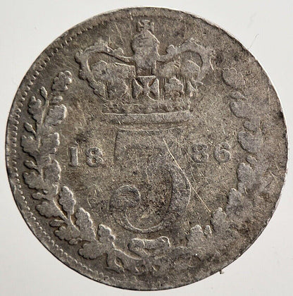 1886 Victoria Threepence Silver Coin | Fair Grade | a3574