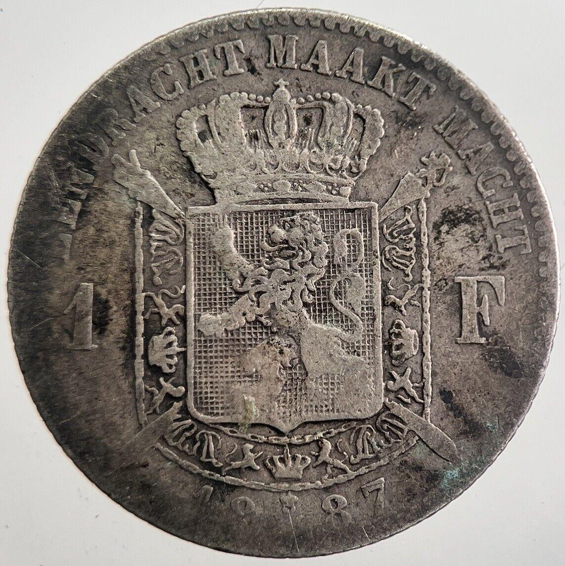 1887 Belgium 1 One Franc Silver Coin | Collectable Grade | a7751