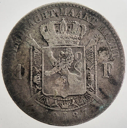 1887 Belgium 1 One Franc Silver Coin | Collectable Grade | a7751