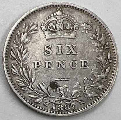 1887 Sixpence | British Silver Coin | Victoria | Fine Collectable Grade | a730