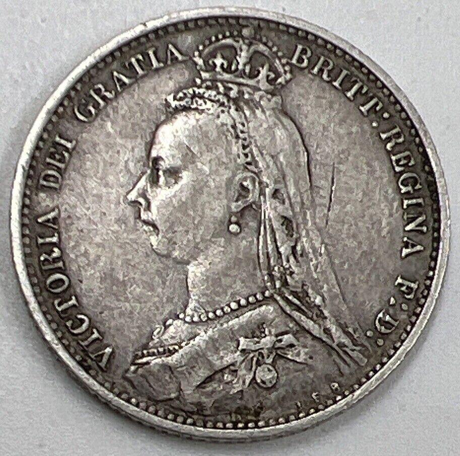 1887 Sixpence | British Silver Coin | Victoria | Fine Collectable Grade | a730