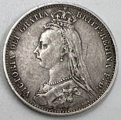 1887 Sixpence | British Silver Coin | Victoria | Fine Collectable Grade | a730