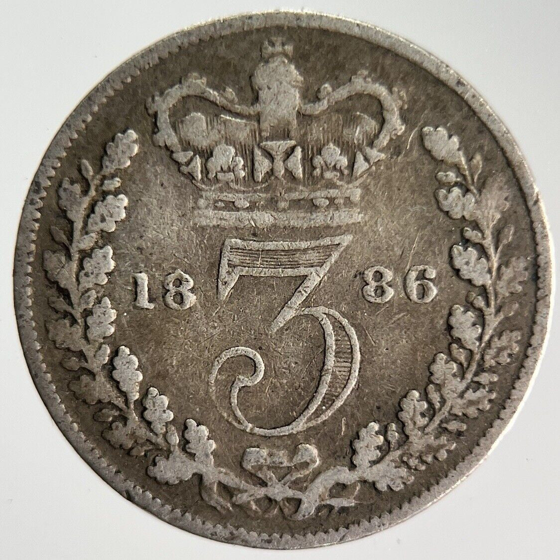 1886 Young Head Victoria Threepence Silver Coin | Collectable Grade | a4061