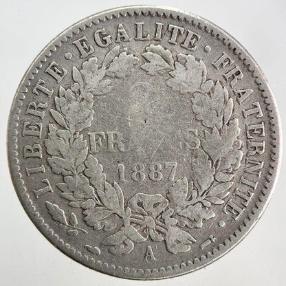 1887 France 2 Franc Silver Coin | Collectable Grade