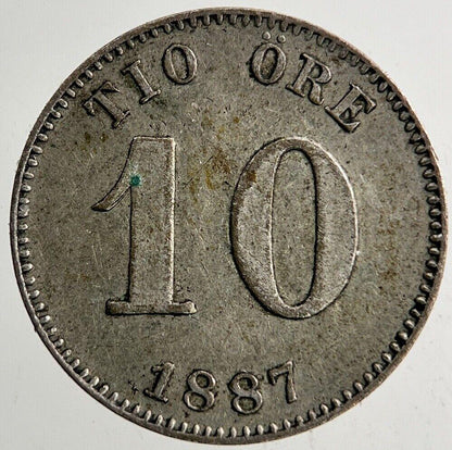 1887 Sweden 10 Ore Silver Coin | Fine Collectable Grade