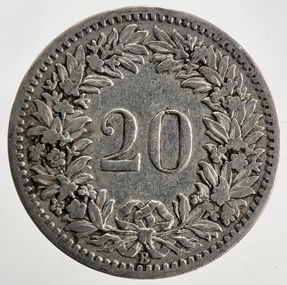 1887 Switzerland Swiss 20 Rappen Coin | Fine Collectable Grade