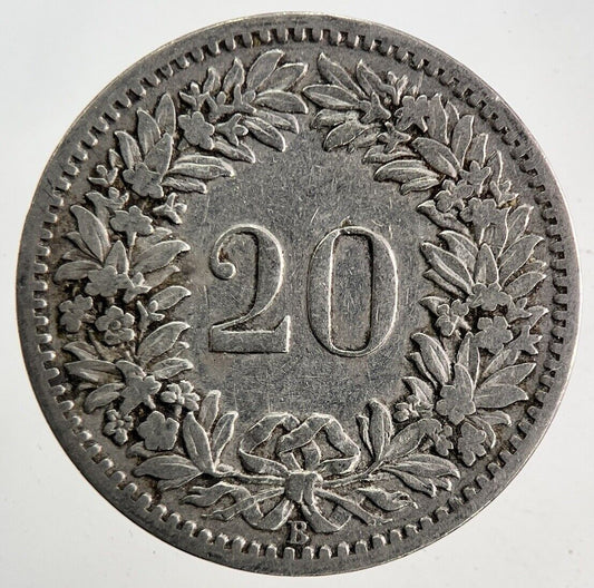 1887 Switzerland Swiss 20 Rappen Coin | Fine Collectable Grade