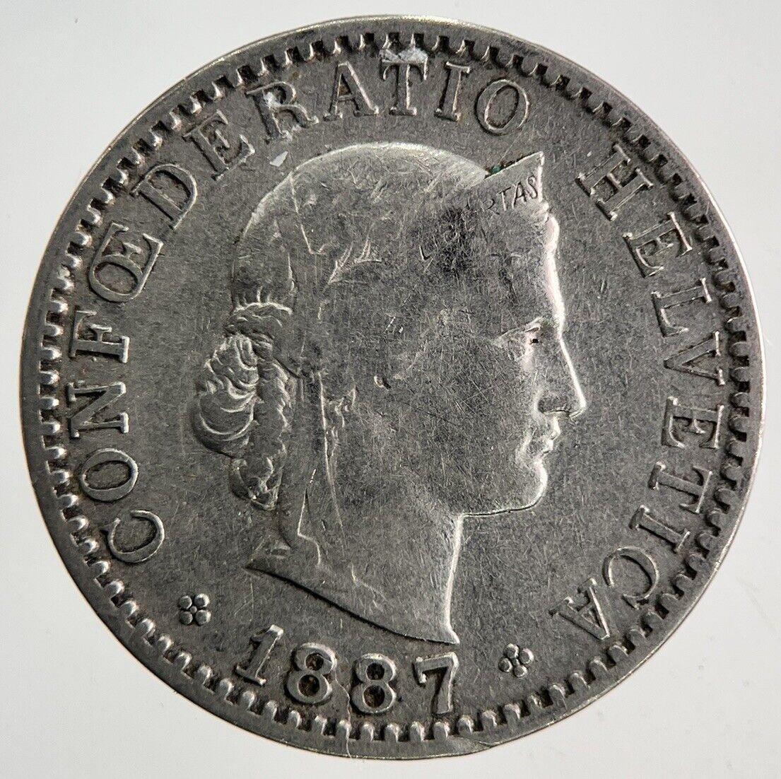 1887 Switzerland Swiss 20 Rappen Coin | Fine Collectable Grade