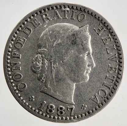 1887 Switzerland Swiss 20 Rappen Coin | Fine Collectable Grade