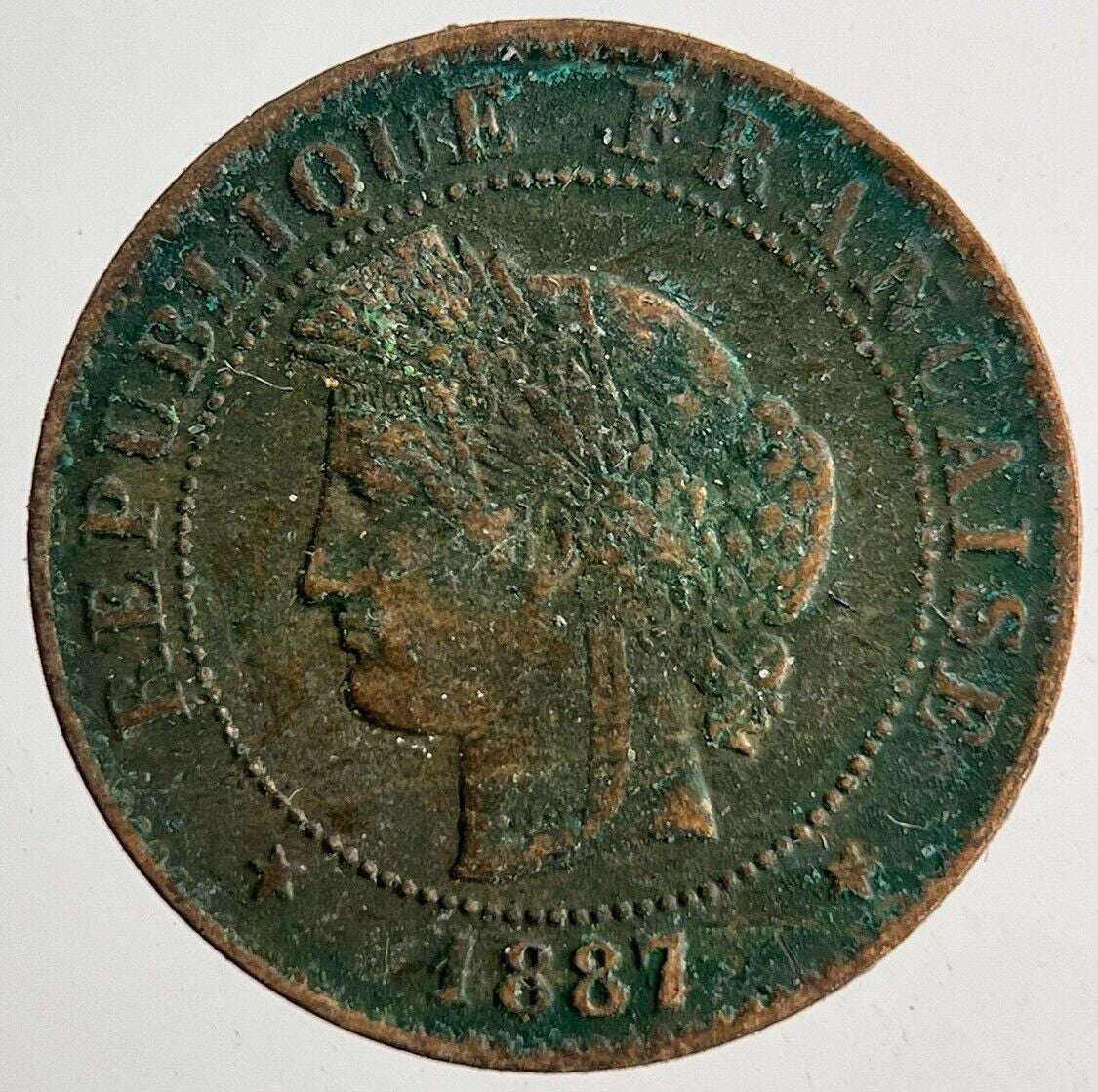 1887 France Un 1 Centime Coin | Fine Collectable Grade