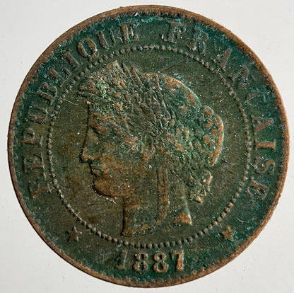 1887 France Un 1 Centime Coin | Fine Collectable Grade
