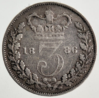 1886 Victoria Threepence Silver Coin | Fine Collectable Grade