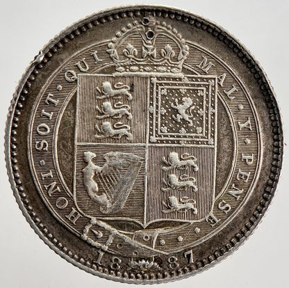 1887 Jubilee Head Victoria Shilling Silver Coin | Fine Collectable Grade | a2460