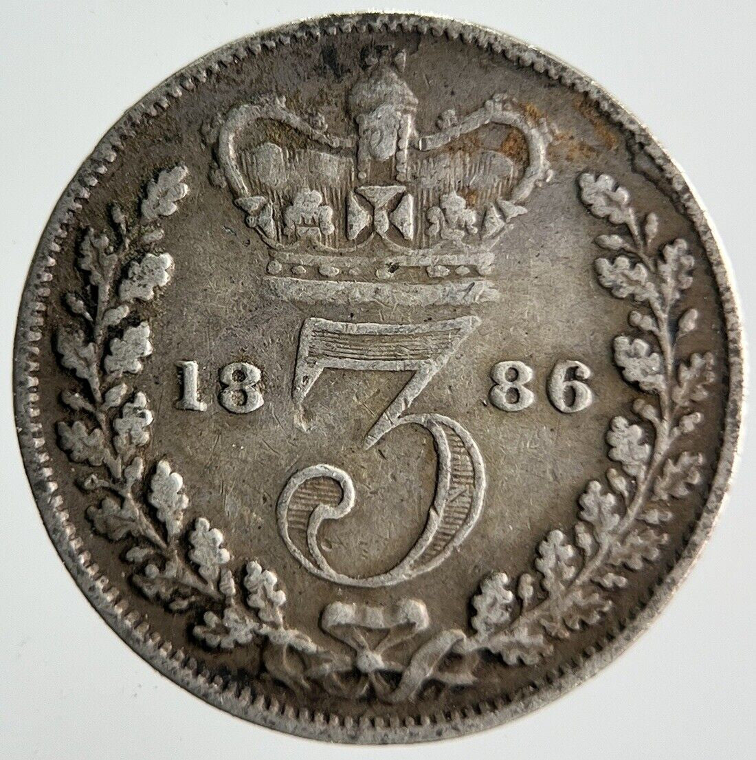 1886 Young Head Victoria Threepence Silver Coin | Fine Collectable Grade | a4052
