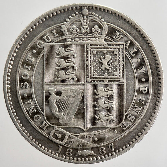 1887 Jubilee Head Victoria Shilling Silver Coin | Fine Collectable Grade | a2468