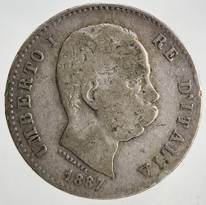 1887 Italy 1 Lira Silver Coin | Collectable Grade