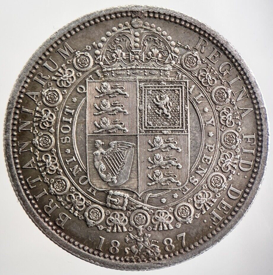 1887 Victoria Half-Crown Silver Coin | Very High Grade | a3039