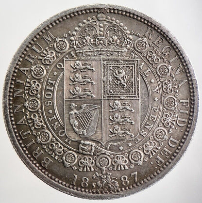 1887 Victoria Half-Crown Silver Coin | Very High Grade | a3039
