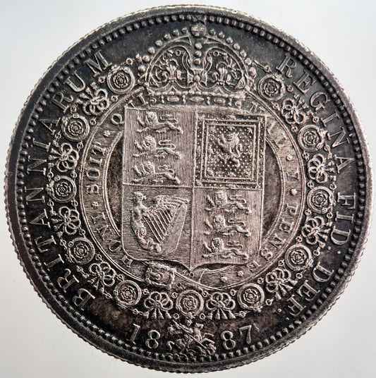1887 Victoria Half-Crown Silver Coin | Very High Grade | a8084