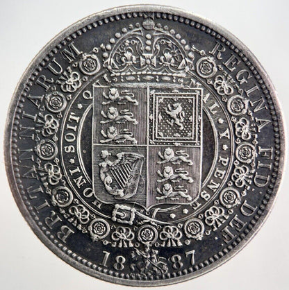 1887 Victoria Half-Crown Silver Coin | Very High Grade | a423