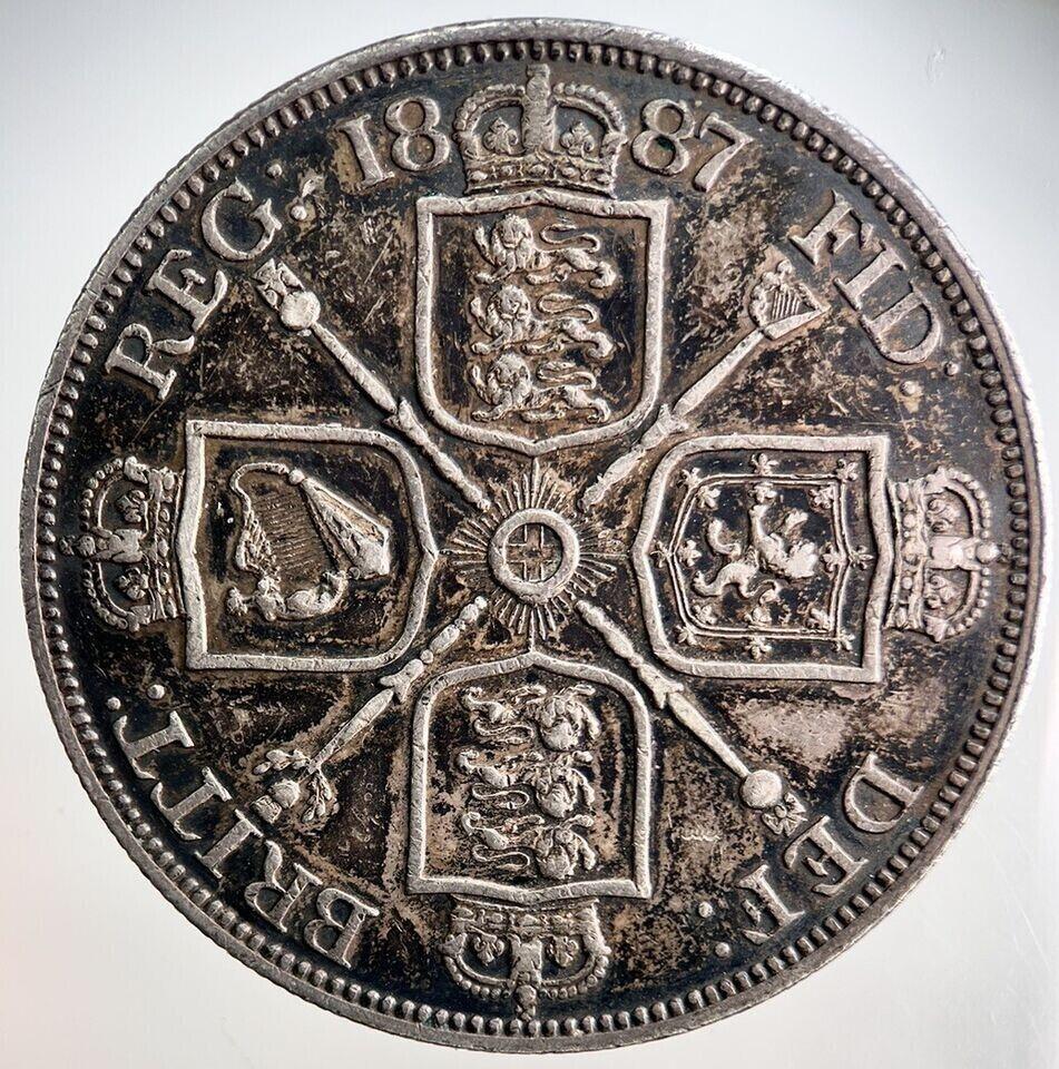 1887 Victoria Double Florin Silver Coin | Very High Grade | a951