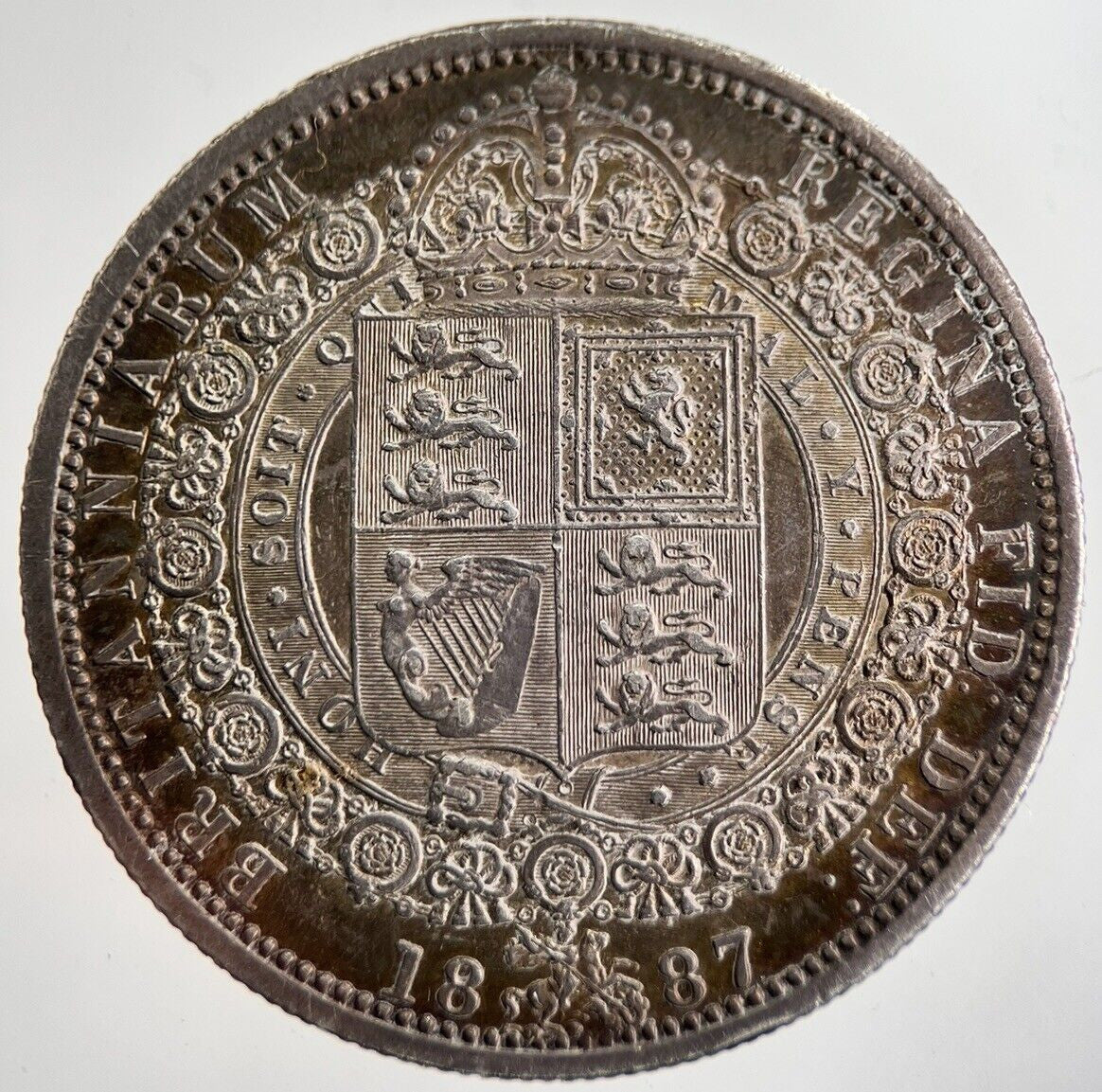 1887 Victoria Half-Crown Silver Coin | Very Fine Grade | a8594