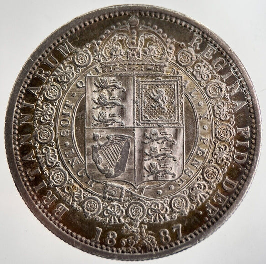 1887 Victoria Half-Crown Silver Coin | Very Fine Grade | a8594