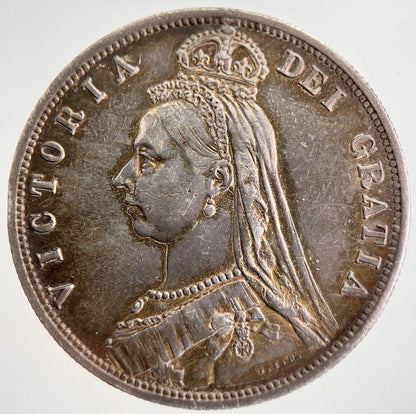 1887 Victoria Half-Crown Silver Coin | Very Fine Grade | a8594