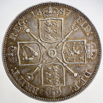 1887 Victoria Double-Florin Silver Coin | Very Fine Grade | a1895