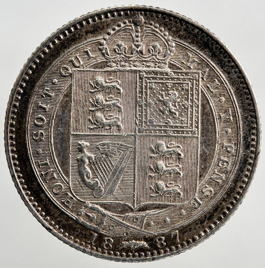 1887 Victoria Shilling | British Silver Coin | Fine Collectable Grade | a1505