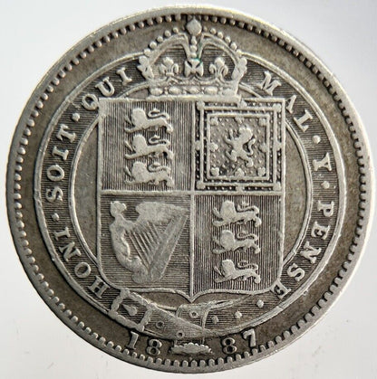 1887 Victoria Shilling Silver Coin | Collectable Grade | a4612