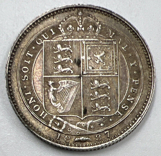 1887 Victoria Shilling | British Silver Coin | Fine Collectable Grade | a810