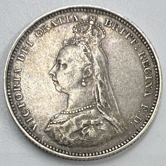 1887 Victoria Shilling | British Silver Coin | Very High Grade | a1326