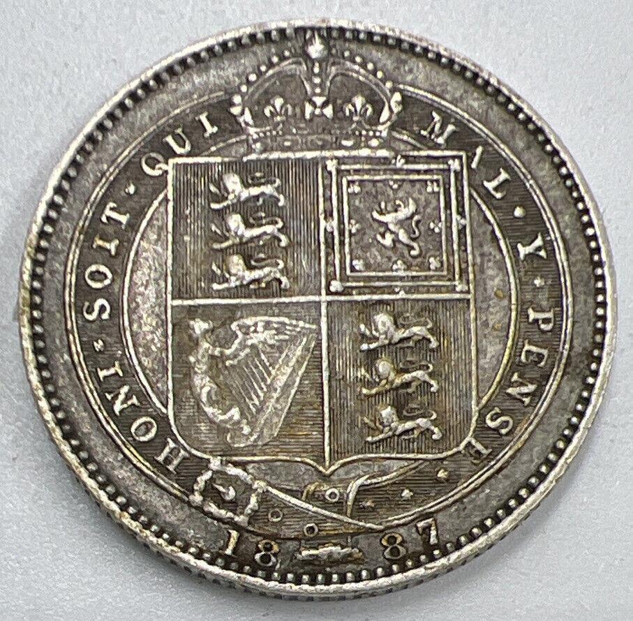1887 Victoria Shilling | British Silver Coin | Very High Grade | a1326