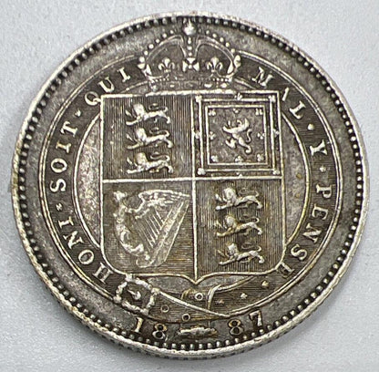 1887 Victoria Shilling | British Silver Coin | Very High Grade | a1326