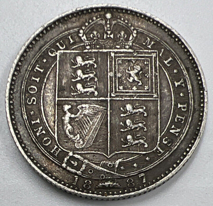 1887 Victoria Shilling | British Silver Coin | Very High Grade | a1327