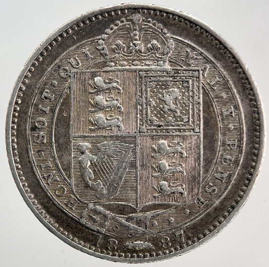 1887 Victoria Shilling Silver Coin | Fine Collectable Grade