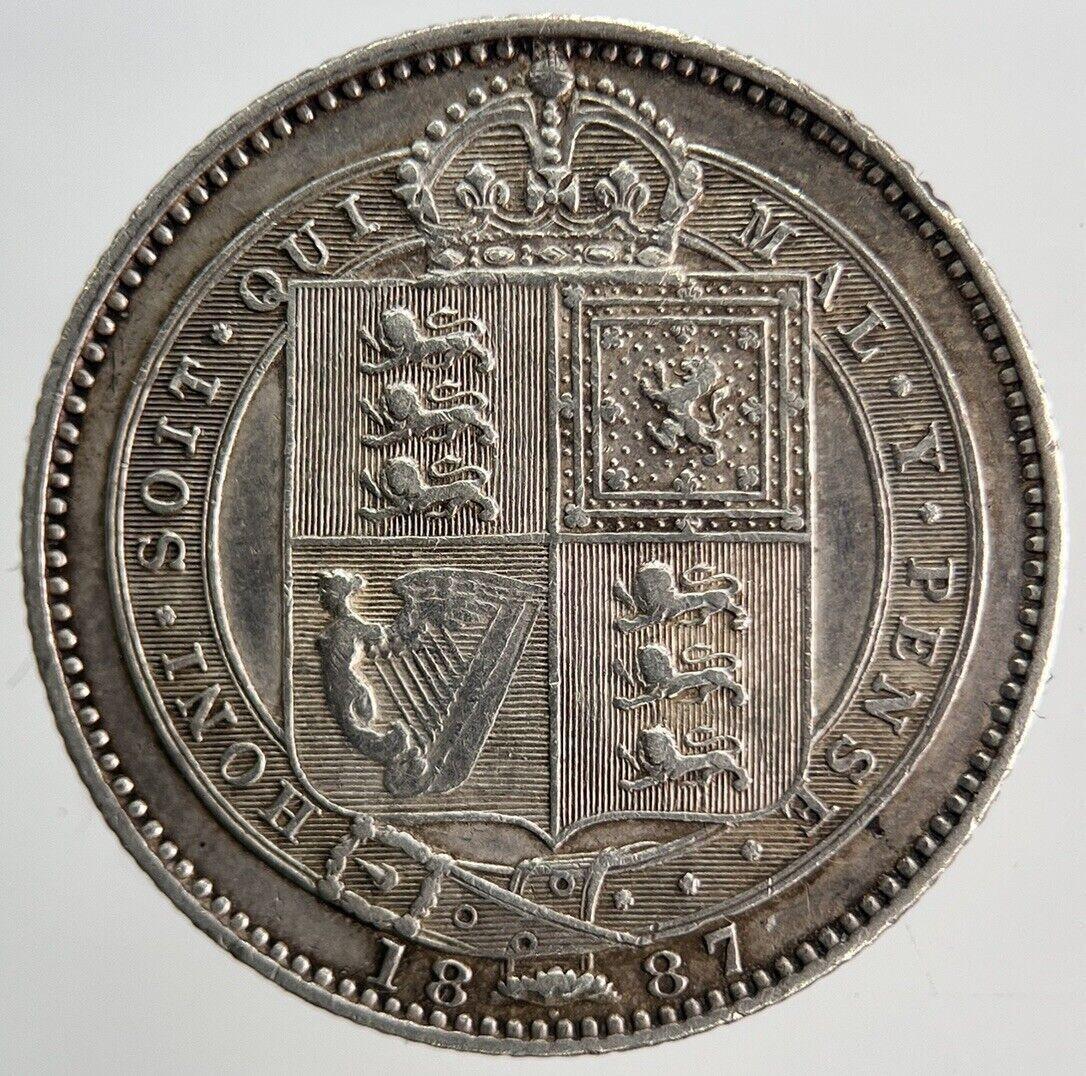 1887 Victoria Shilling | British Silver Coin | Very High Grade | a178