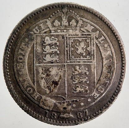 1887 Victoria Shilling Silver Coin | Collectable Grade | a7132