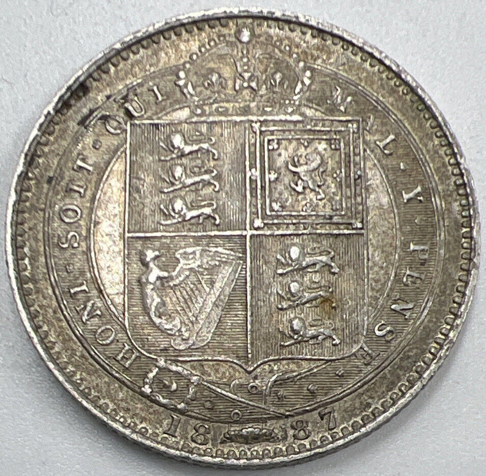 1887 Victoria Jubilee Shilling | British Silver Coin | Very Fine Grade | a1328