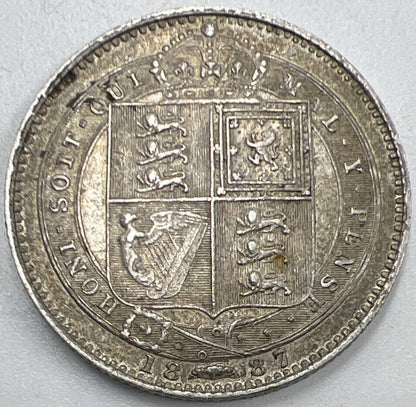 1887 Victoria Jubilee Shilling | British Silver Coin | Very Fine Grade | a1328