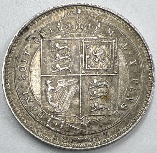 1887 Victoria Jubilee Shilling | British Silver Coin | Very Fine Grade | a1328
