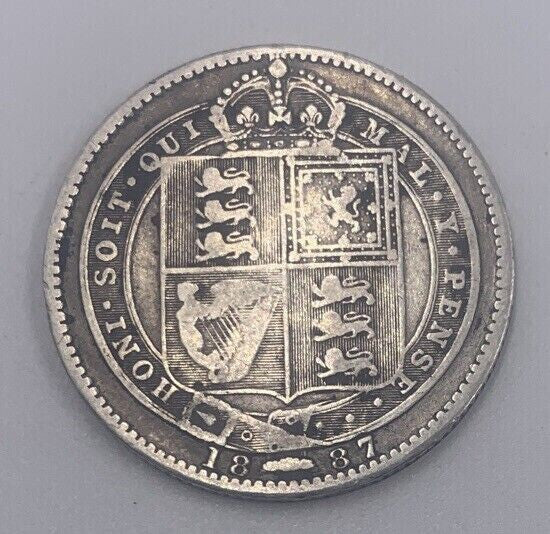 1887 Victoria One Shilling | British Silver Coin | Collectable Grade | a029