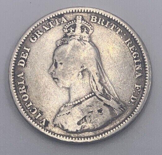 1887 Victoria One Shilling | British Silver Coin | Collectable Grade | a029