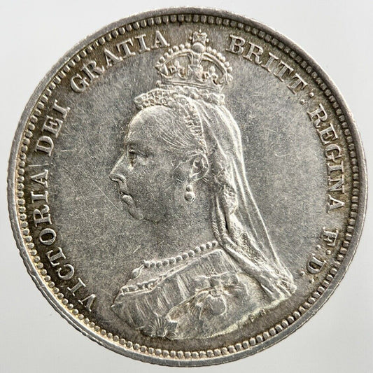 1887 Victoria Shilling | British Silver Coin | Very High Grade | a332