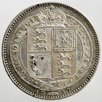 1887 Victoria Shilling | British Silver Coin | Very High Grade | a332