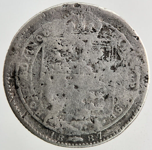 1887 Victoria Shilling Silver Coin | Fair Grade