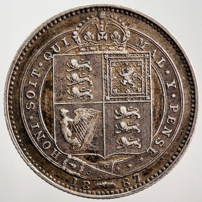 1887 Victoria Shilling | British Silver Coin | Fine Collectable Grade | a1016